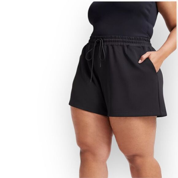 NEW Good American Drawstring Scuba Highwaist Shorts In Black Size 5XL - Picture 7 of 14